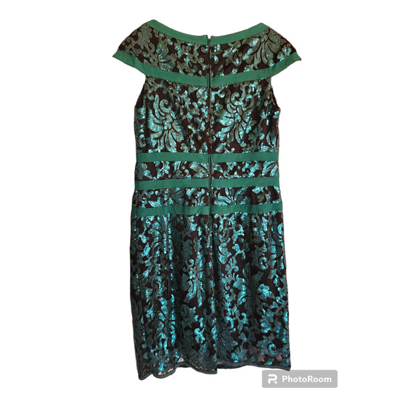 Tadashi Shoji Green Embellished Night Out Dress 18 - Picture 3 of 6
